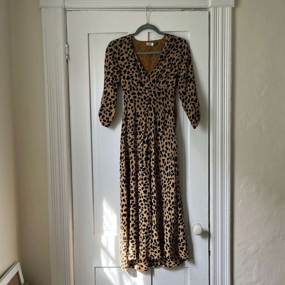 RIXO Katie Dress - Silk Cheetah Print